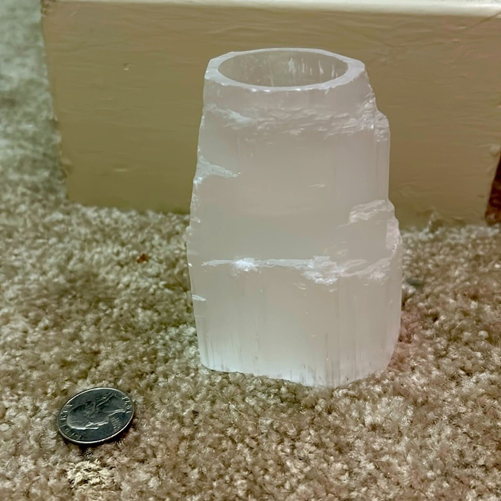 Selenite Crystal Tower tea light candle holder